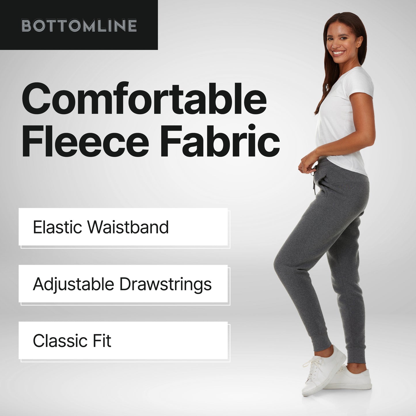 Fleece Jogger Sweatpants for Women, 3 Pack