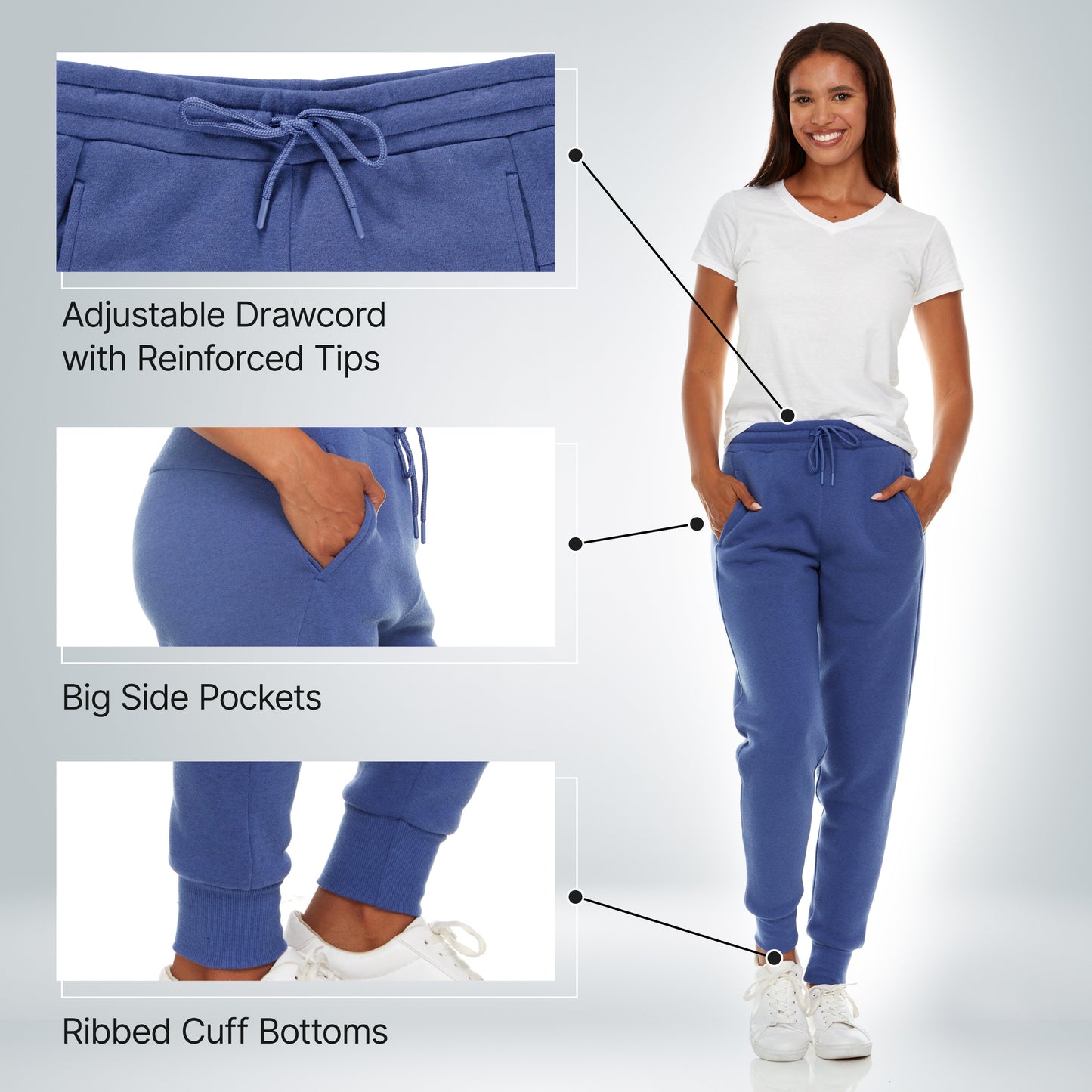 Fleece Jogger Sweatpants for Women, 3 Pack