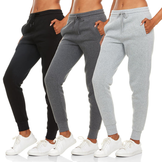 Fleece Jogger Sweatpants for Women, 3 Pack